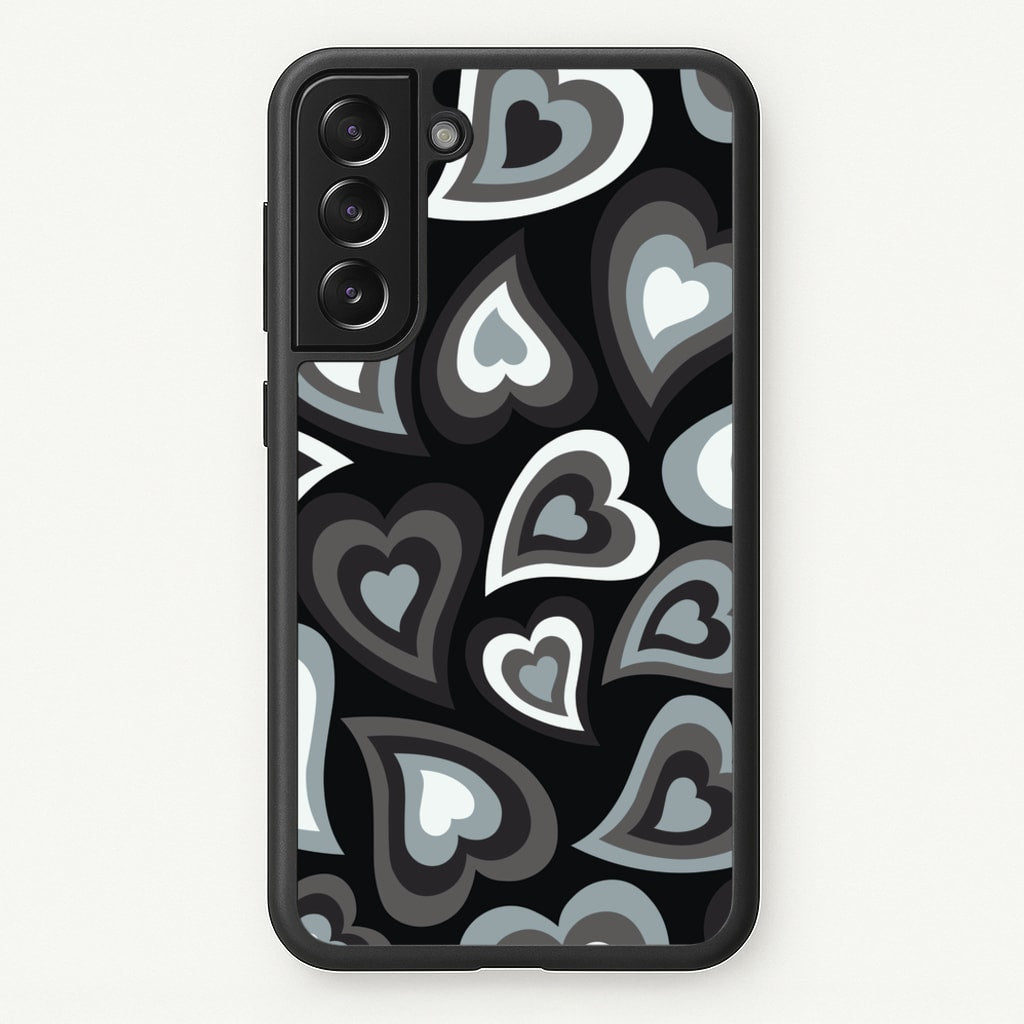 Black Hearts - Trippy Patterns - Trippy Patterns Phone Case for Galaxy S21FE