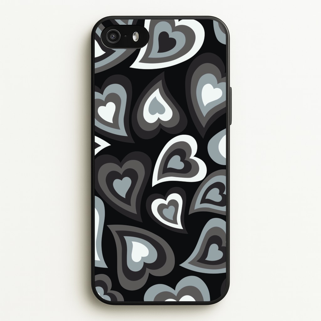Black Hearts - Trippy Patterns - Trippy Patterns Phone Case for iPhone 5 / 5s / SE 2016