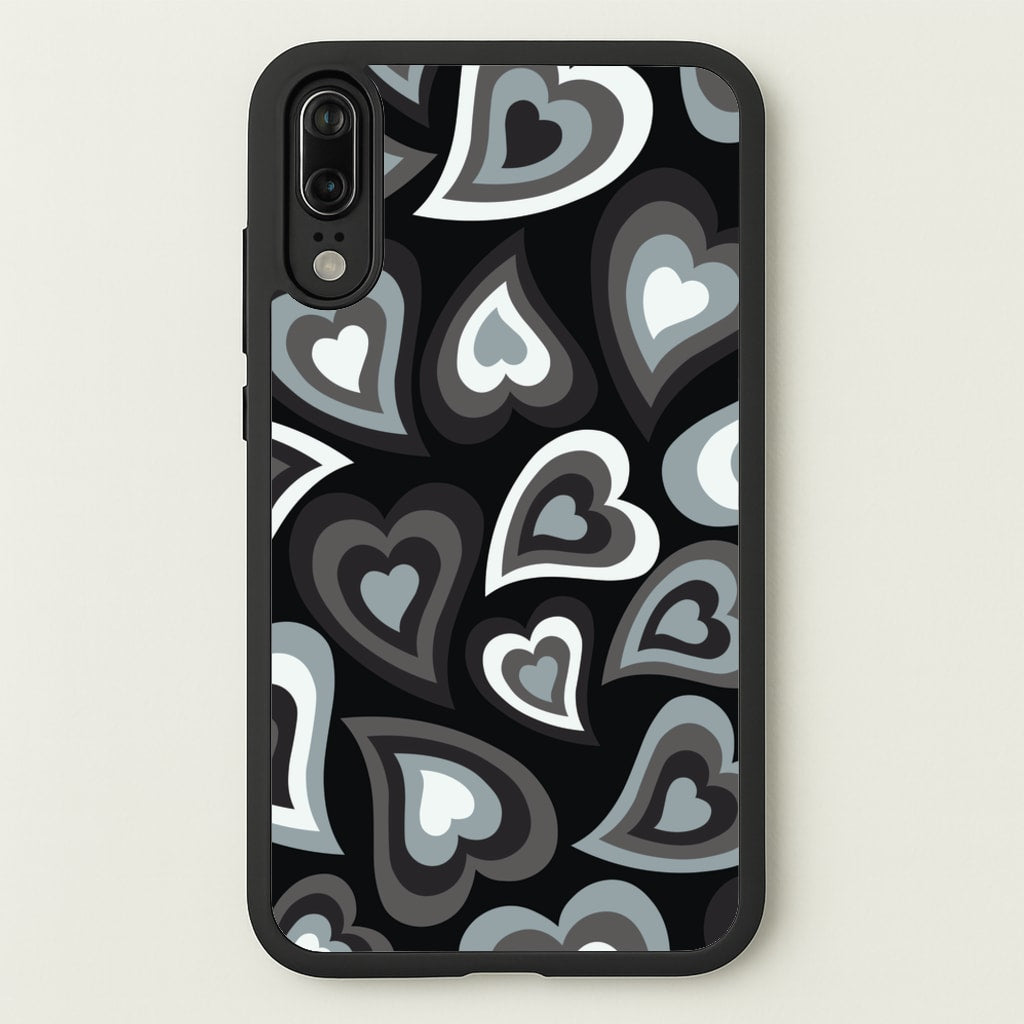 Black Hearts - Trippy Patterns - Trippy Patterns Phone Case for Huawei P20