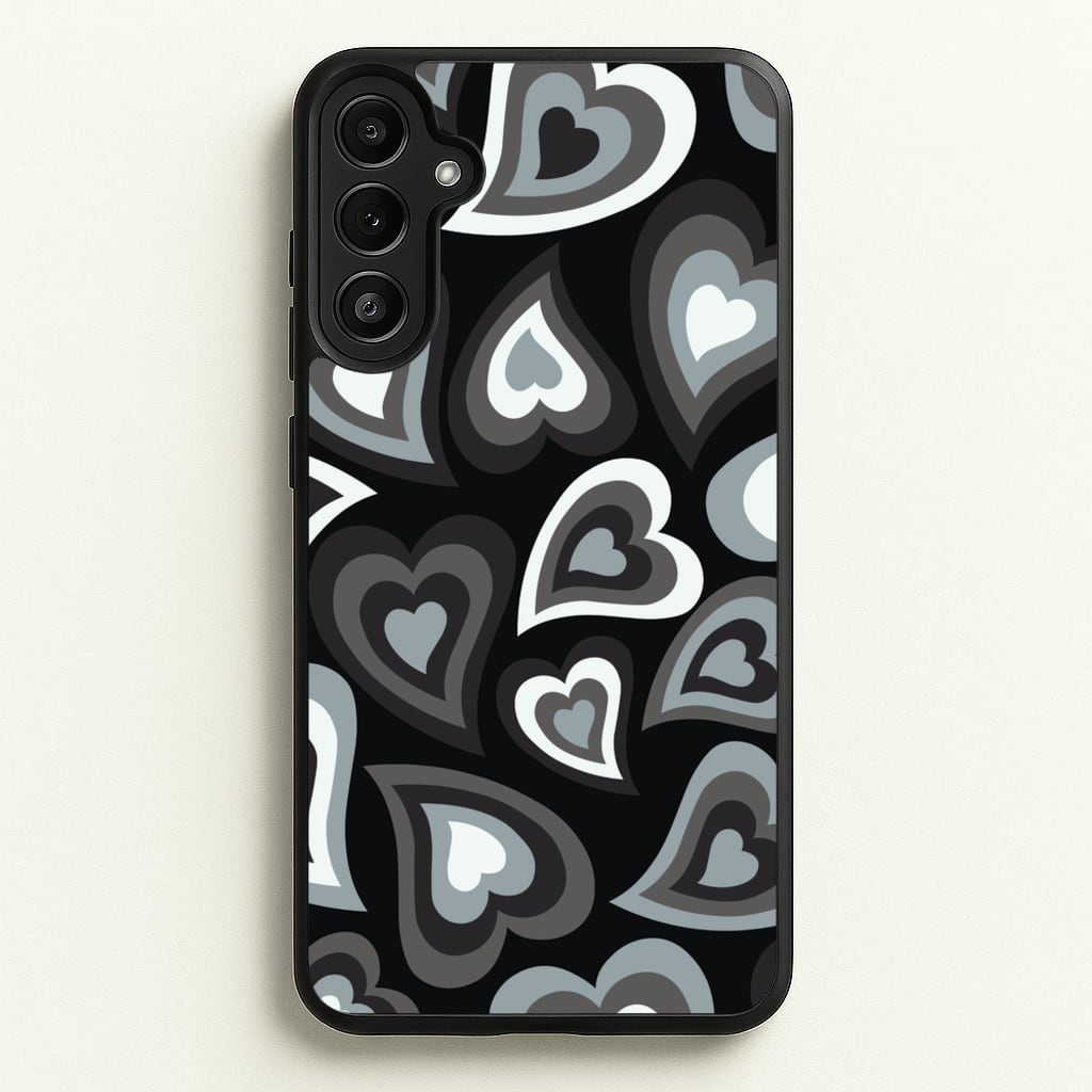Black Hearts - Trippy Patterns - Trippy Patterns Phone Case for Galaxy A36