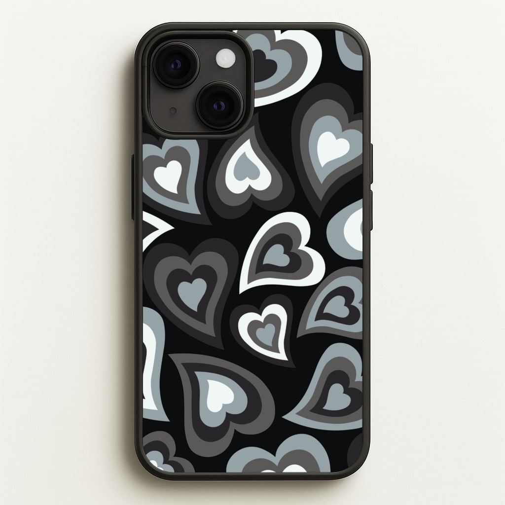 Black Hearts - Trippy Patterns - Trippy Patterns Phone Case for iPhone 13 Mini