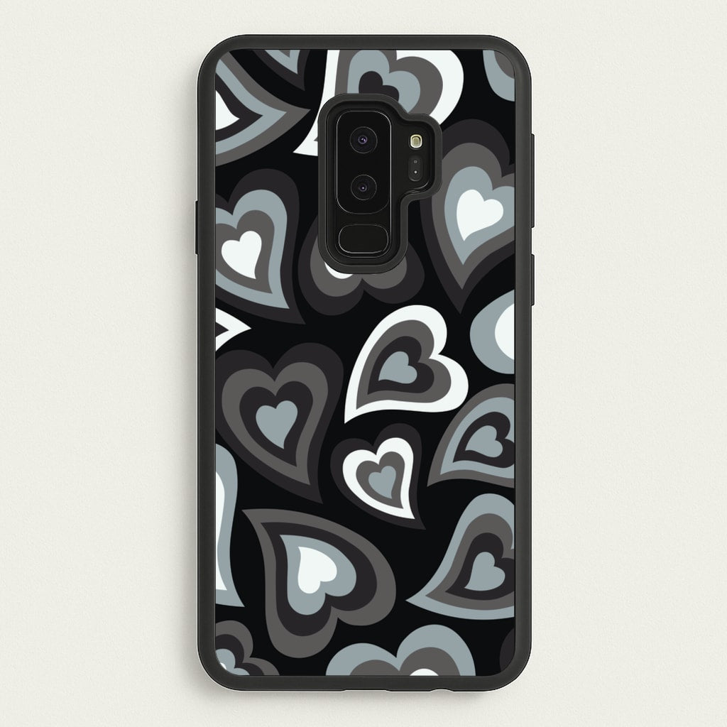 Black Hearts - Trippy Patterns - Trippy Patterns Phone Case for Galaxy S9 Plus