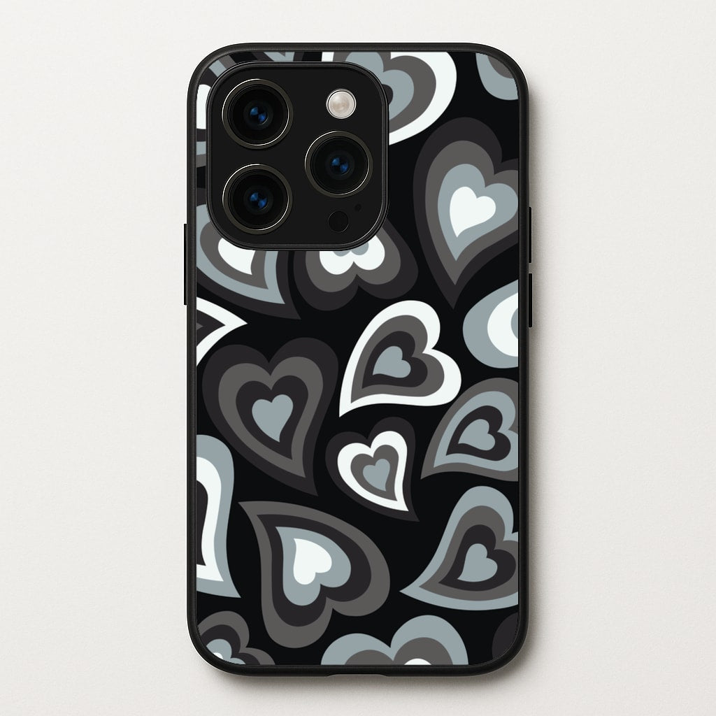 Black Hearts - Trippy Patterns - Trippy Patterns Phone Case for iPhone 15 Pro