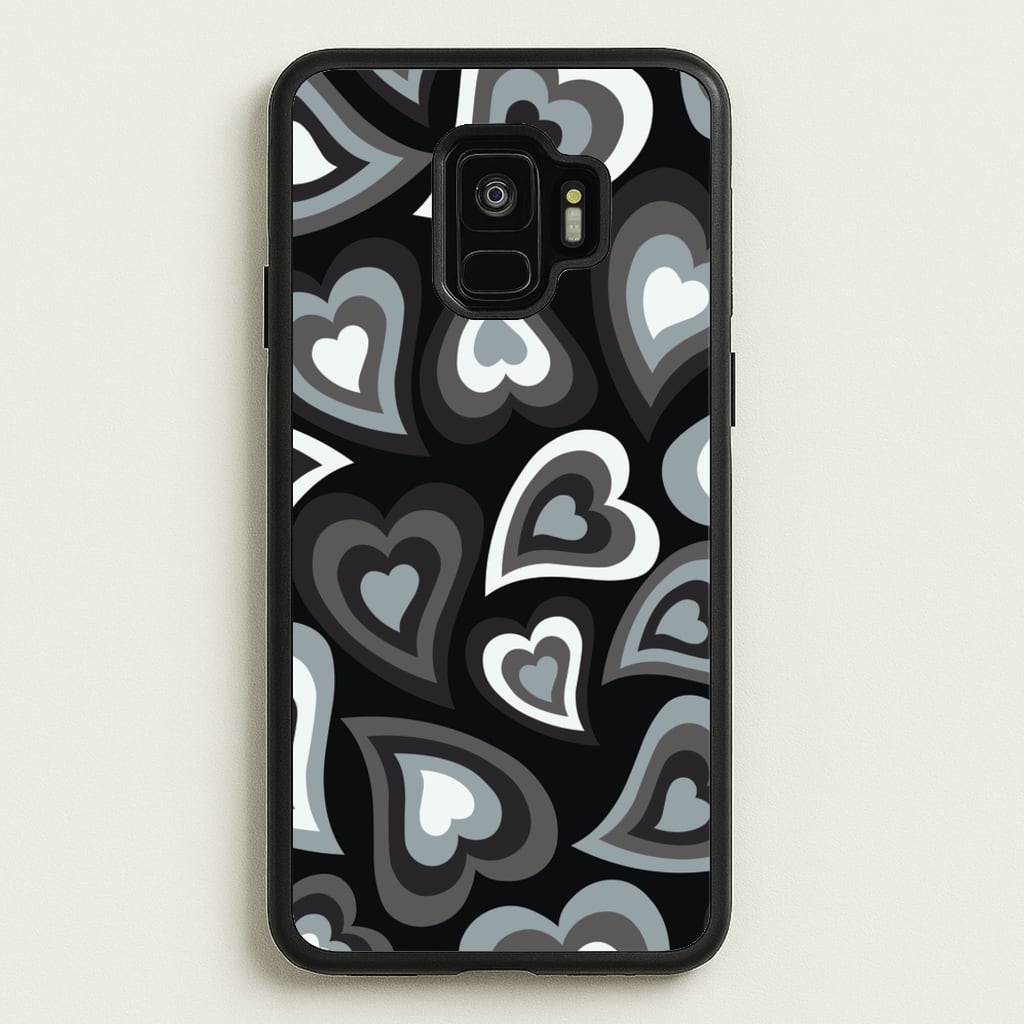 Black Hearts - Trippy Patterns - Trippy Patterns Phone Case for Galaxy S9