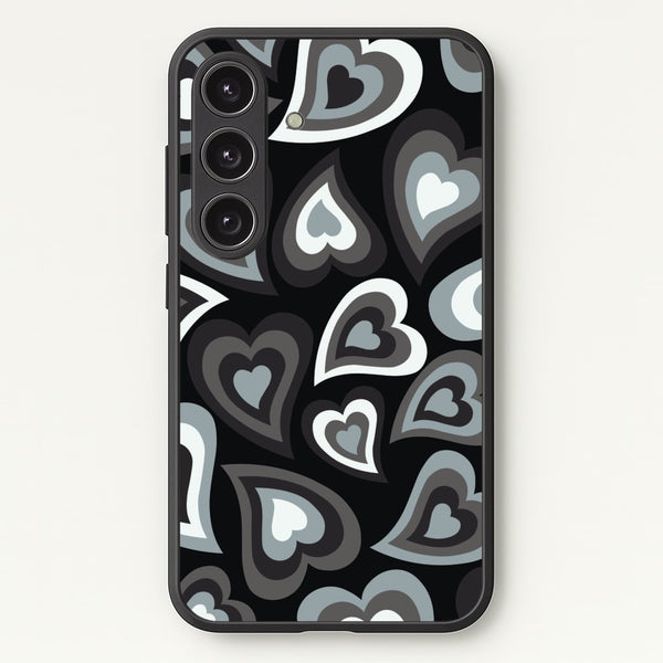 Black Hearts - Trippy Patterns - Trippy Patterns Phone Case for Galaxy S24 Plus