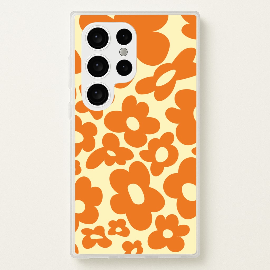 Orange Flowers - Trippy Patterns - Trippy Patterns Phone Case for Galaxy S24 Ultra