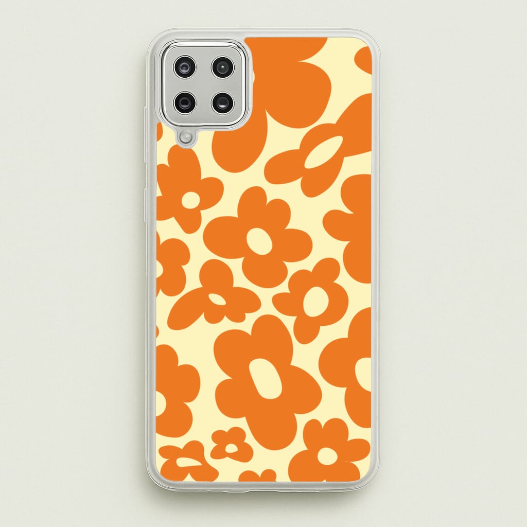 Orange Flowers - Trippy Patterns - Trippy Patterns Phone Case for Galaxy A12
