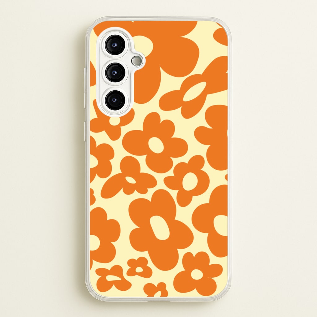 Orange Flowers - Trippy Patterns - Trippy Patterns Phone Case for Galaxy A54