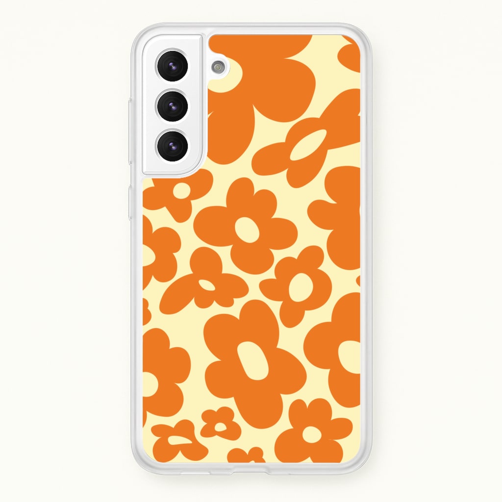 Orange Flowers - Trippy Patterns - Trippy Patterns Phone Case for Galaxy S21FE