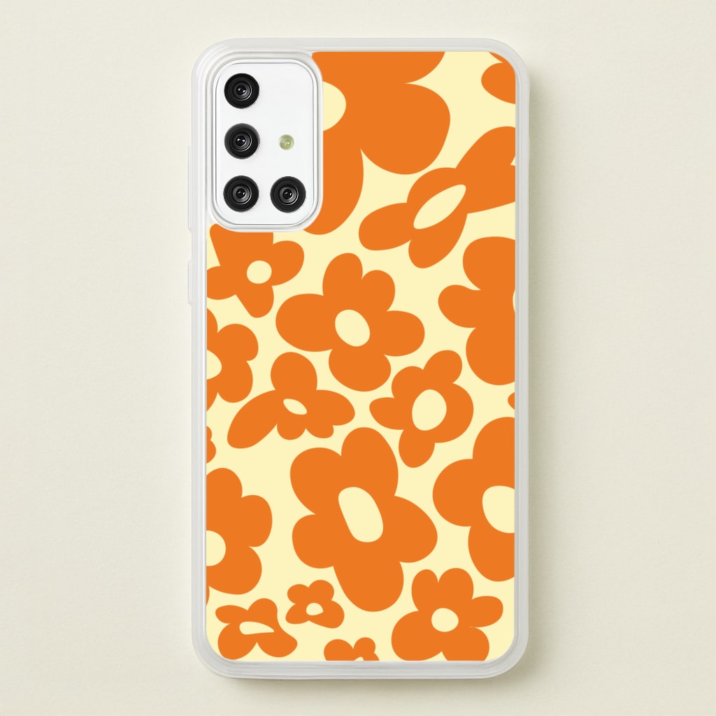 Orange Flowers - Trippy Patterns - Trippy Patterns Phone Case for Galaxy A71