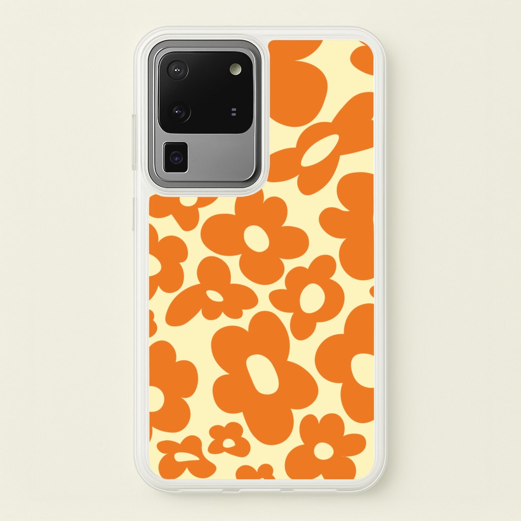 Orange Flowers - Trippy Patterns - Trippy Patterns Phone Case for Galaxy S20 Ultra
