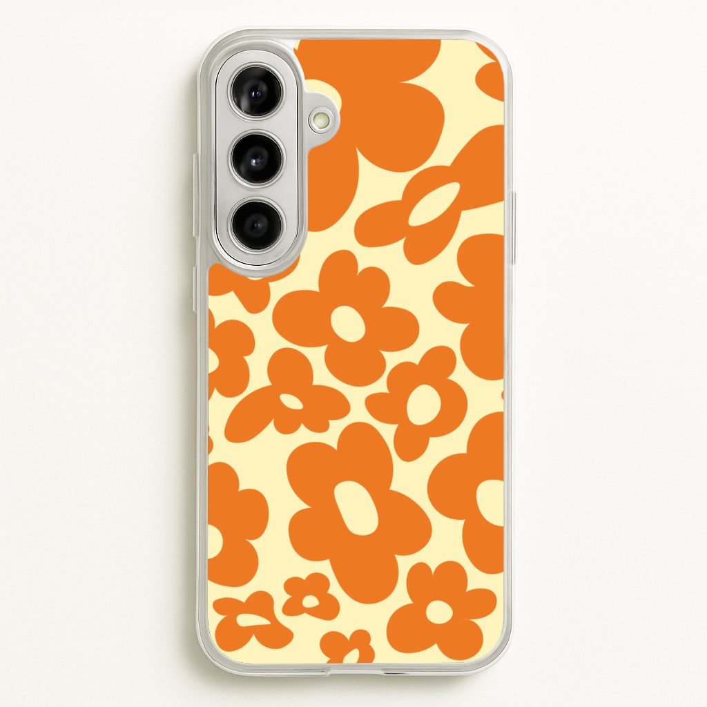 Orange Flowers - Trippy Patterns - Trippy Patterns Phone Case for Galaxy A56