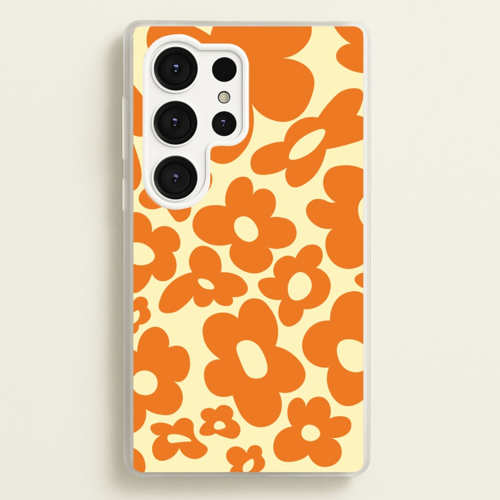 Orange Flowers - Trippy Patterns - Trippy Patterns Phone Case for Galaxy S25 Ultra