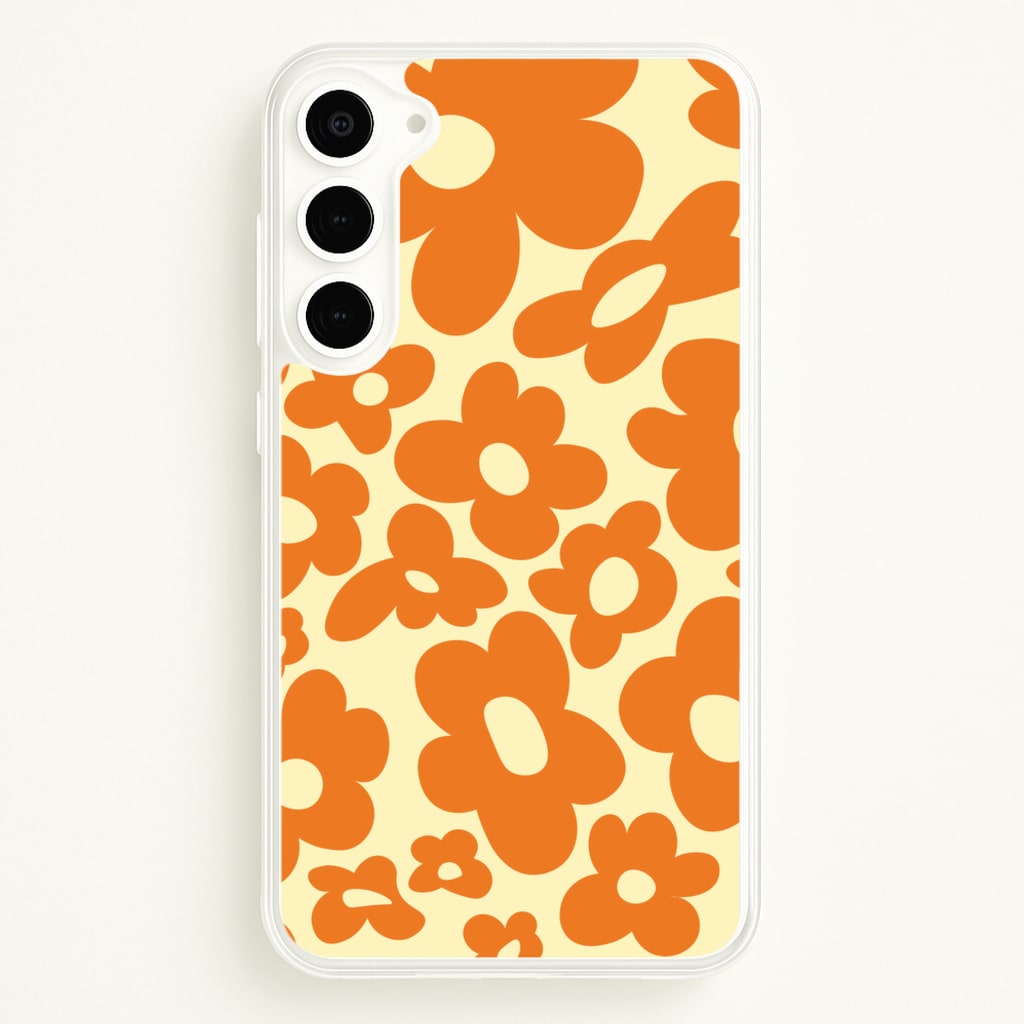 Orange Flowers - Trippy Patterns - Trippy Patterns Phone Case for Galaxy S23 Plus