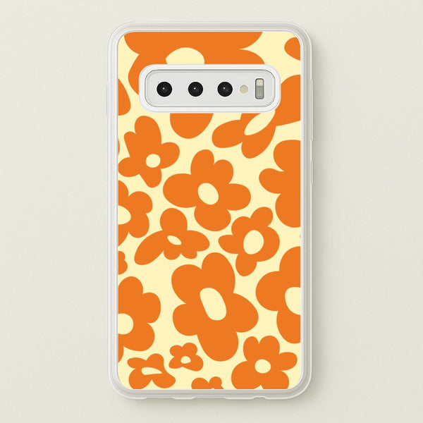 Orange Flowers - Trippy Patterns - Trippy Patterns Phone Case for Galaxy S10