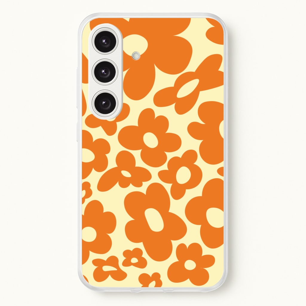 Orange Flowers - Trippy Patterns - Trippy Patterns Phone Case for Galaxy S25