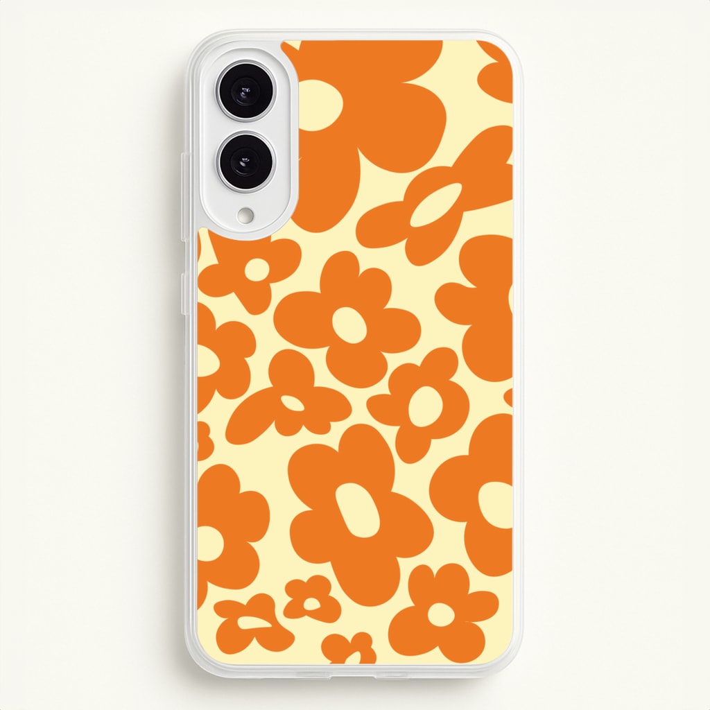 Orange Flowers - Trippy Patterns - Trippy Patterns Phone Case for Galaxy S25 Edge
