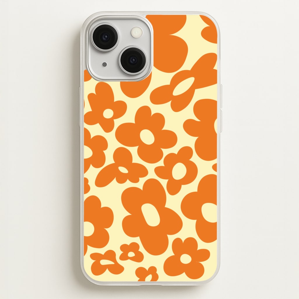 Orange Flowers - Trippy Patterns - Trippy Patterns Phone Case for iPhone 13 Mini