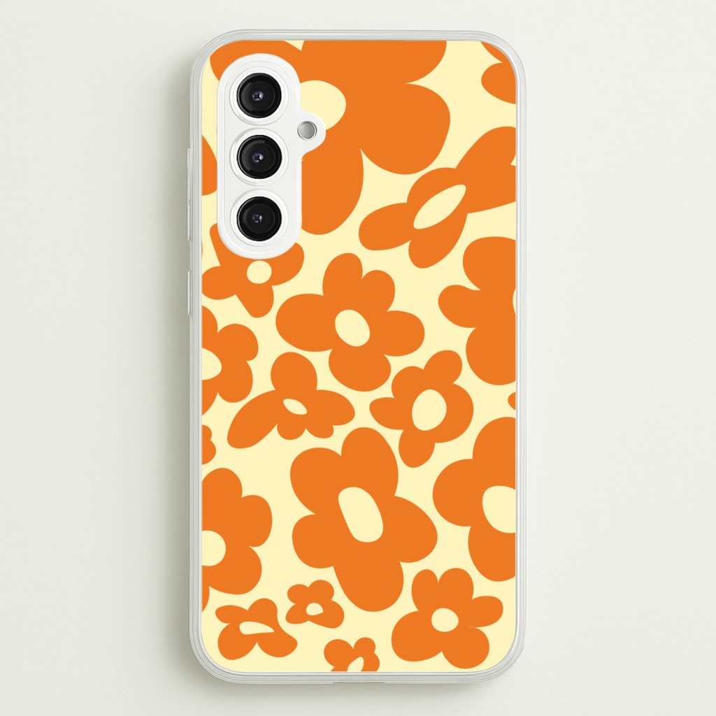 Orange Flowers - Trippy Patterns - Trippy Patterns Phone Case for Galaxy S23FE