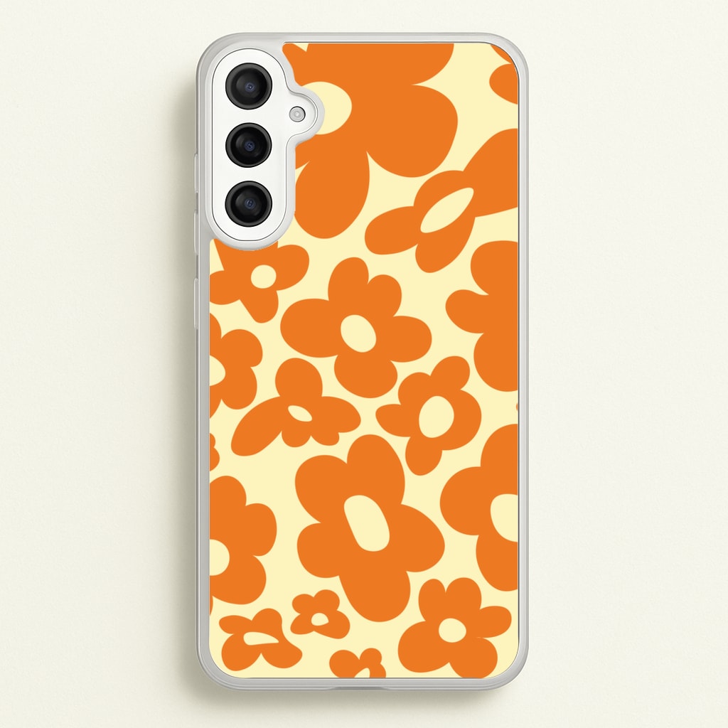 Orange Flowers - Trippy Patterns - Trippy Patterns Phone Case for Galaxy A36