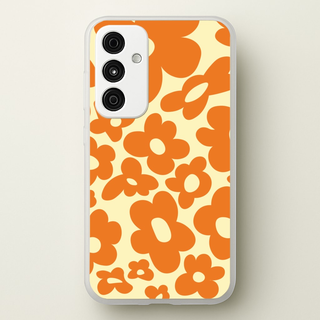 Orange Flowers - Trippy Patterns - Trippy Patterns Phone Case for Galaxy A35