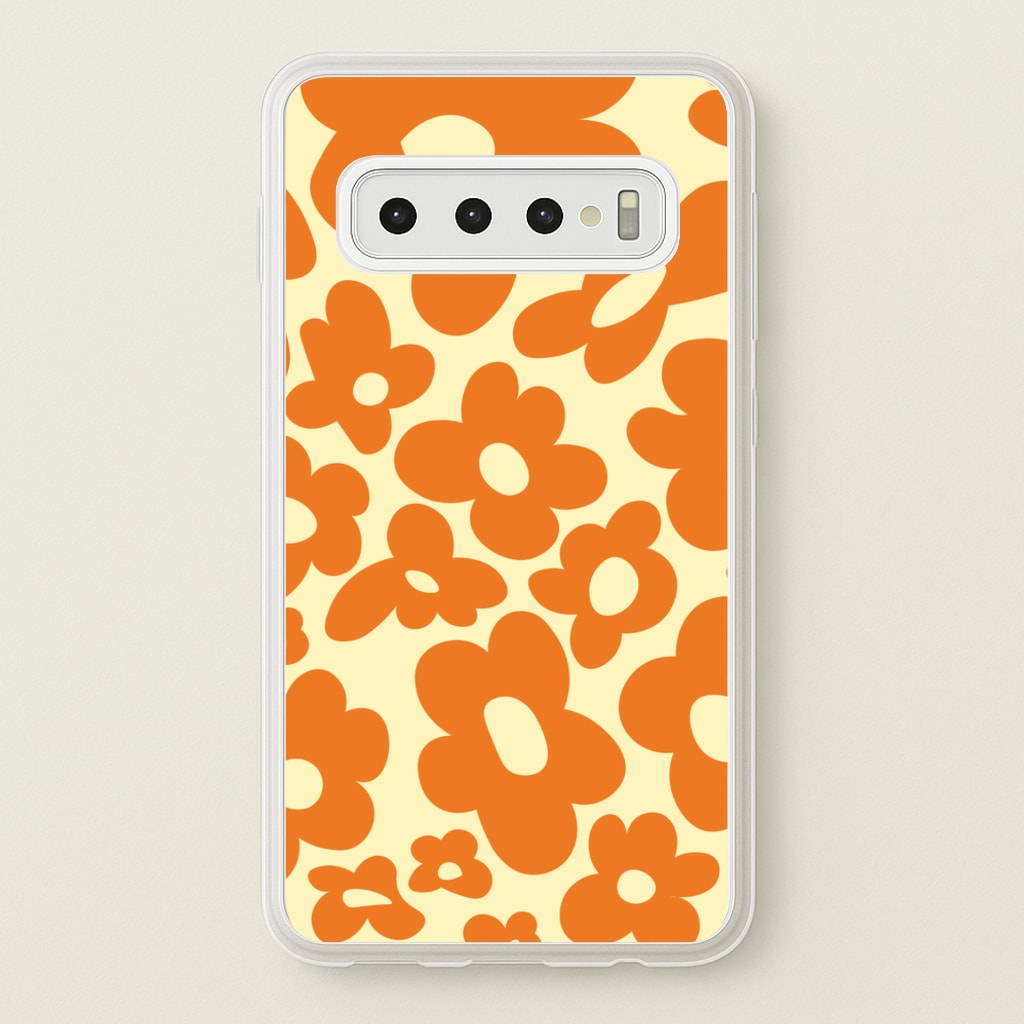 Orange Flowers - Trippy Patterns - Trippy Patterns Phone Case for Galaxy S10 Plus
