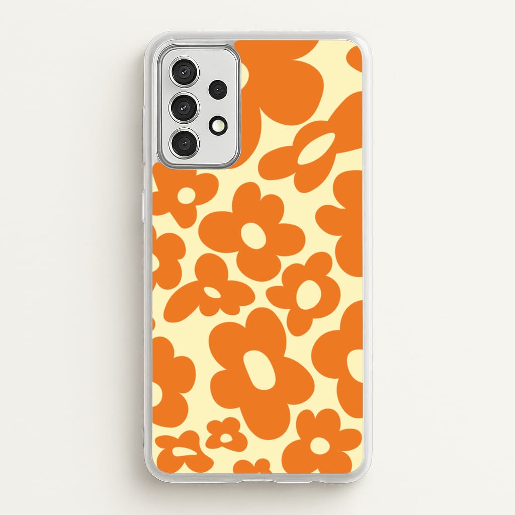 Orange Flowers - Trippy Patterns - Trippy Patterns Phone Case for Galaxy A52 / A52s