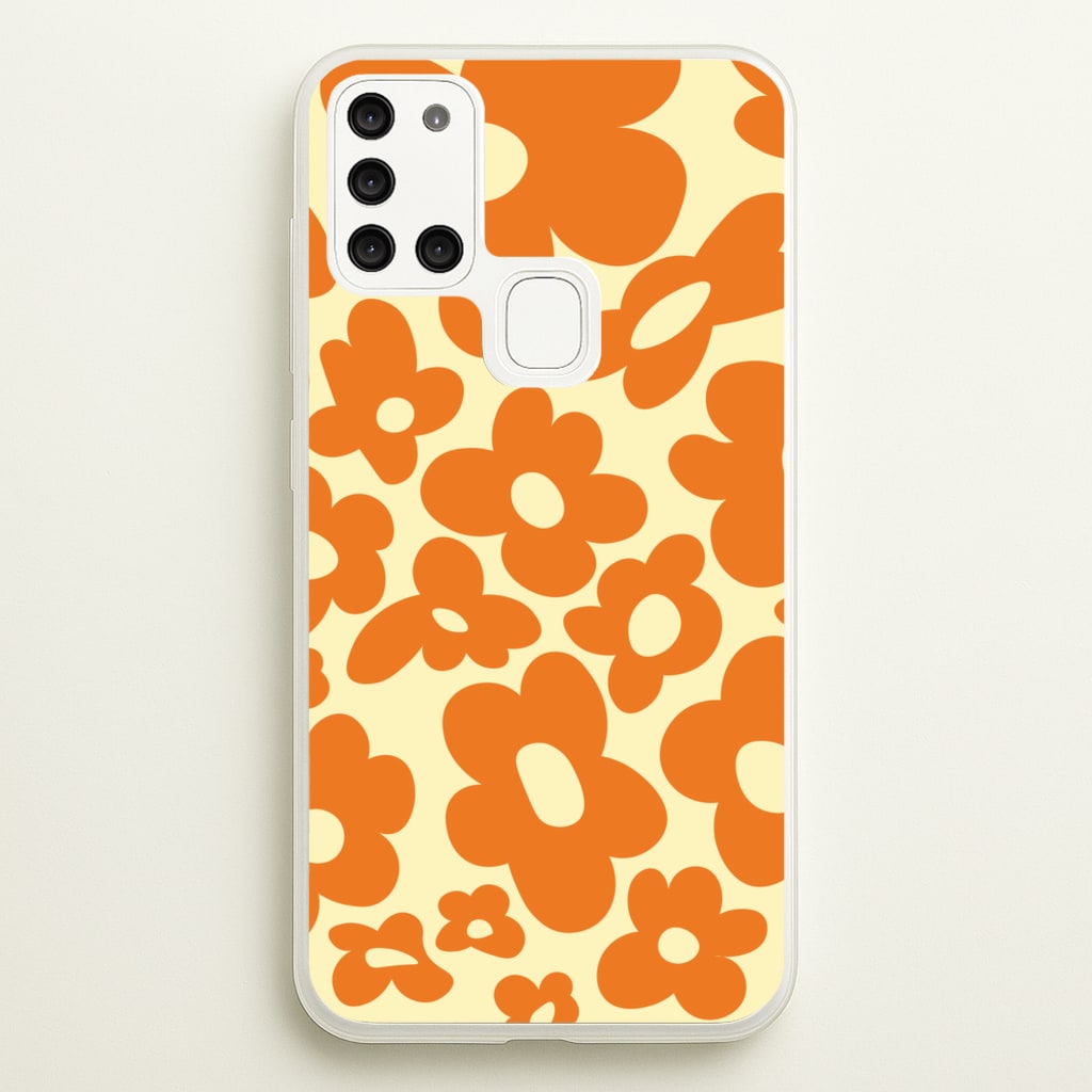 Orange Flowers - Trippy Patterns - Trippy Patterns Phone Case for Galaxy A21s