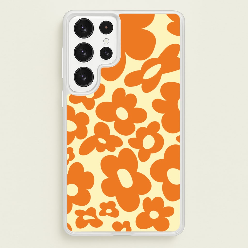 Orange Flowers - Trippy Patterns - Trippy Patterns Phone Case for Galaxy S23 Ultra