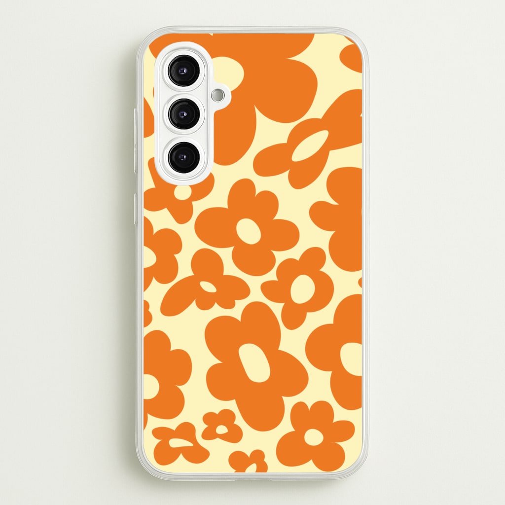 Orange Flowers - Trippy Patterns - Trippy Patterns Phone Case for Galaxy A16