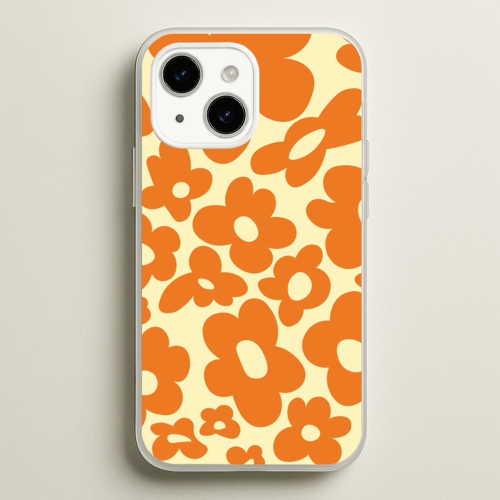 Orange Flowers - Trippy Patterns - Trippy Patterns Phone Case for iPhone 14