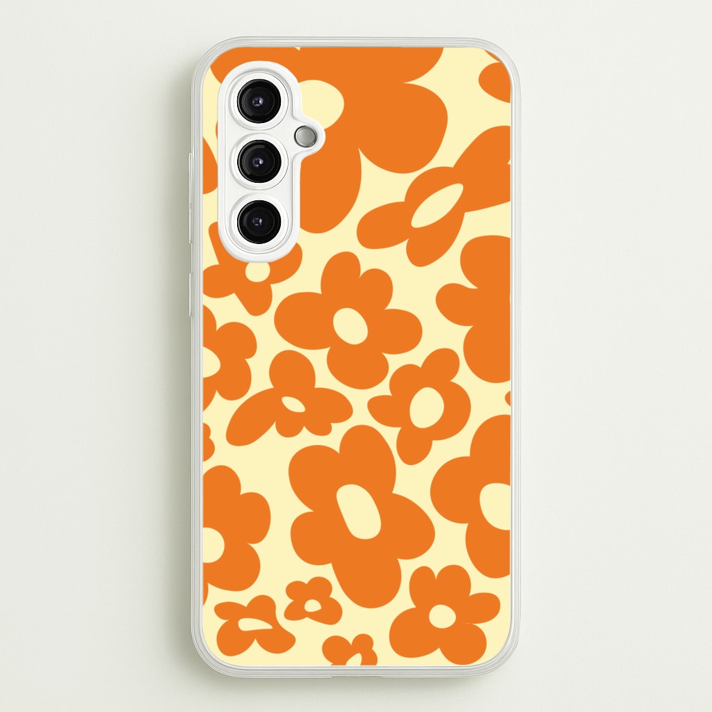Orange Flowers - Trippy Patterns - Trippy Patterns Phone Case for Galaxy A14