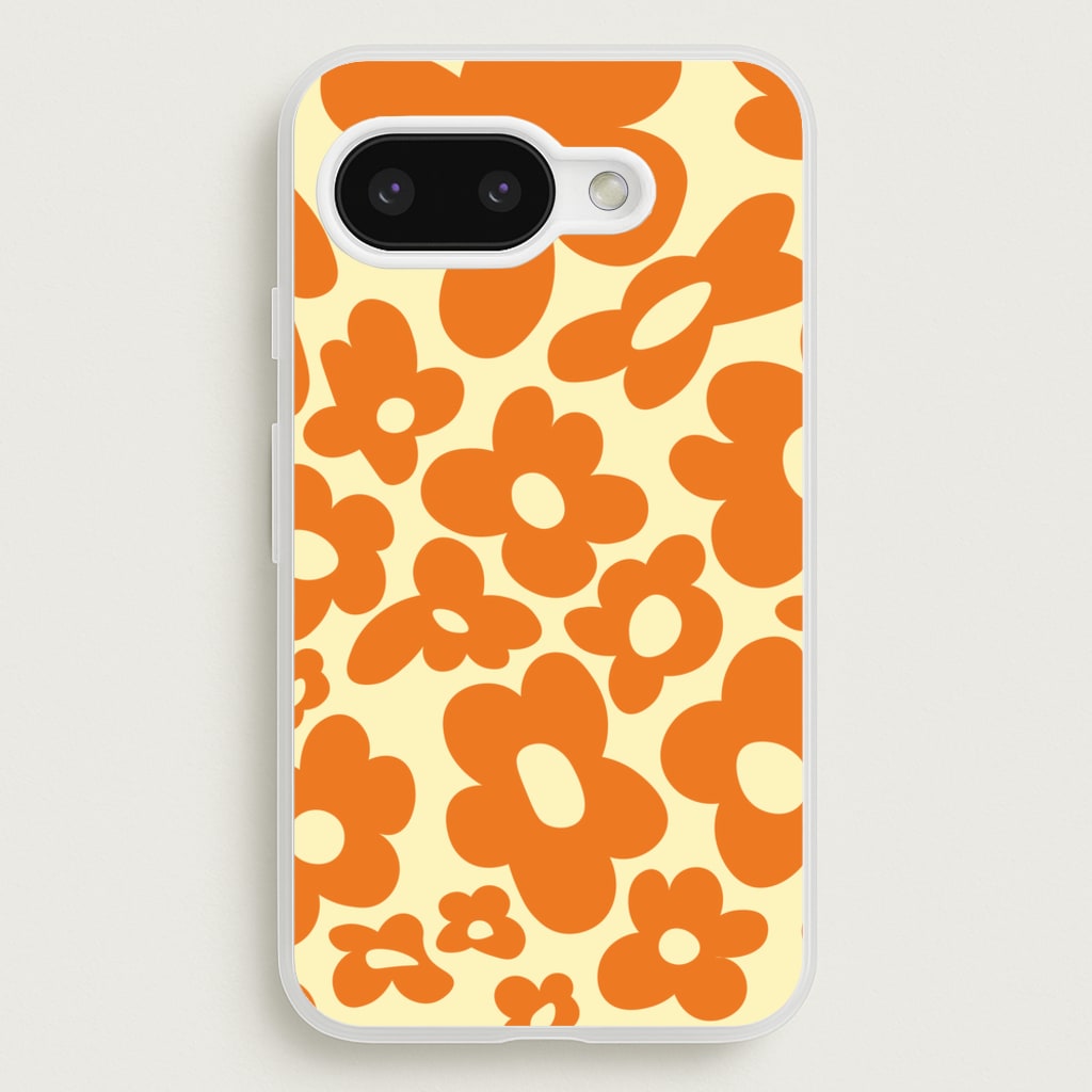 Orange Flowers - Trippy Patterns - Trippy Patterns Phone Case for Google Pixel 9a