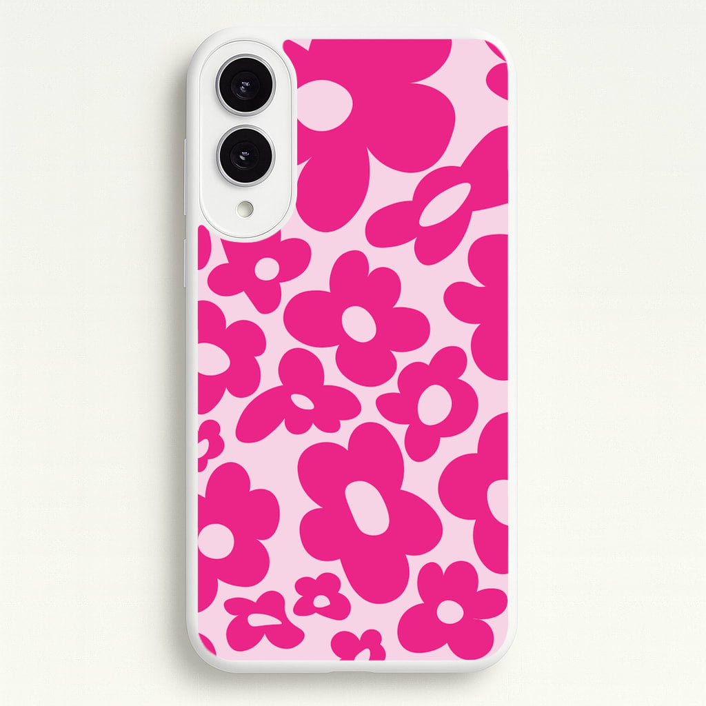 Pink Flowers - Trippy Patterns - Trippy Patterns Phone Case for Galaxy S25 Edge
