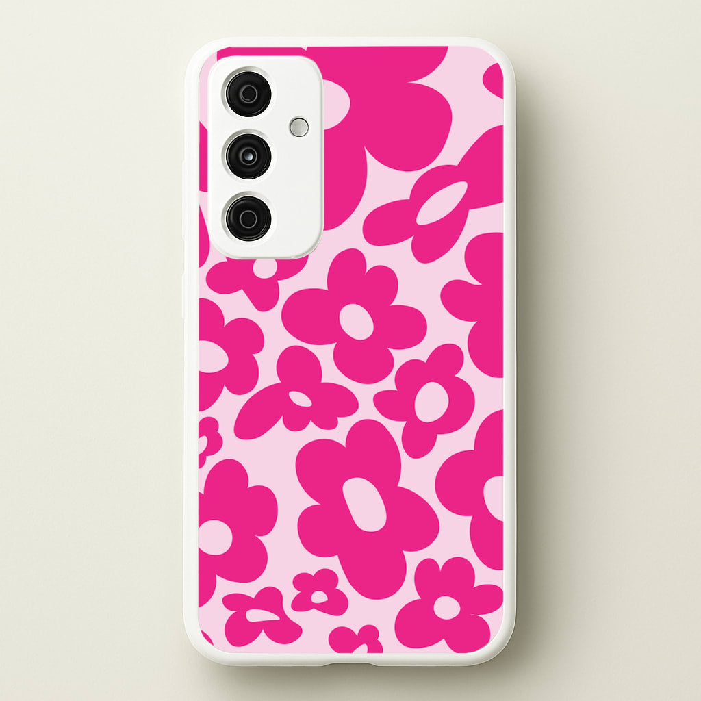 Pink Flowers - Trippy Patterns - Trippy Patterns Phone Case for Galaxy A35