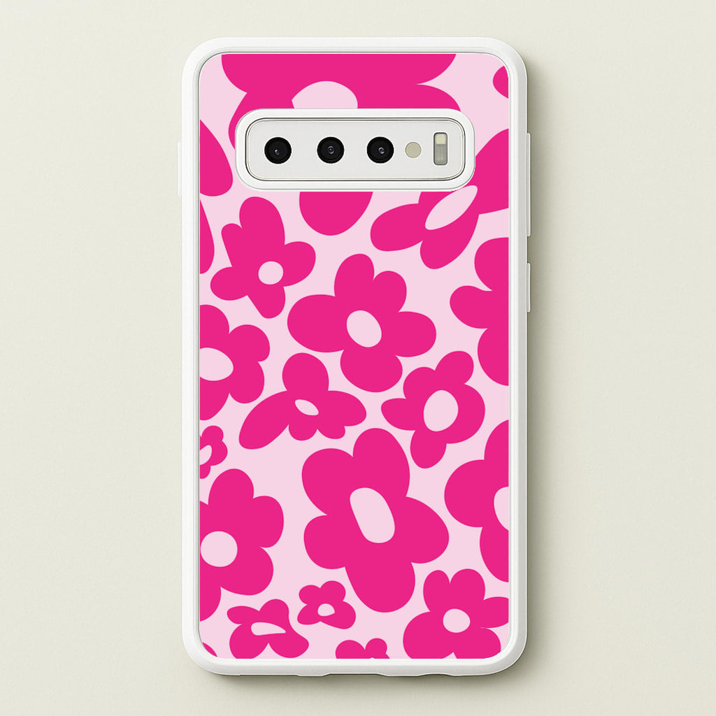 Pink Flowers - Trippy Patterns - Trippy Patterns Phone Case for Galaxy S10 Plus