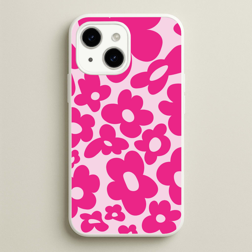 Pink Flowers - Trippy Patterns - Trippy Patterns Phone Case for iPhone 15