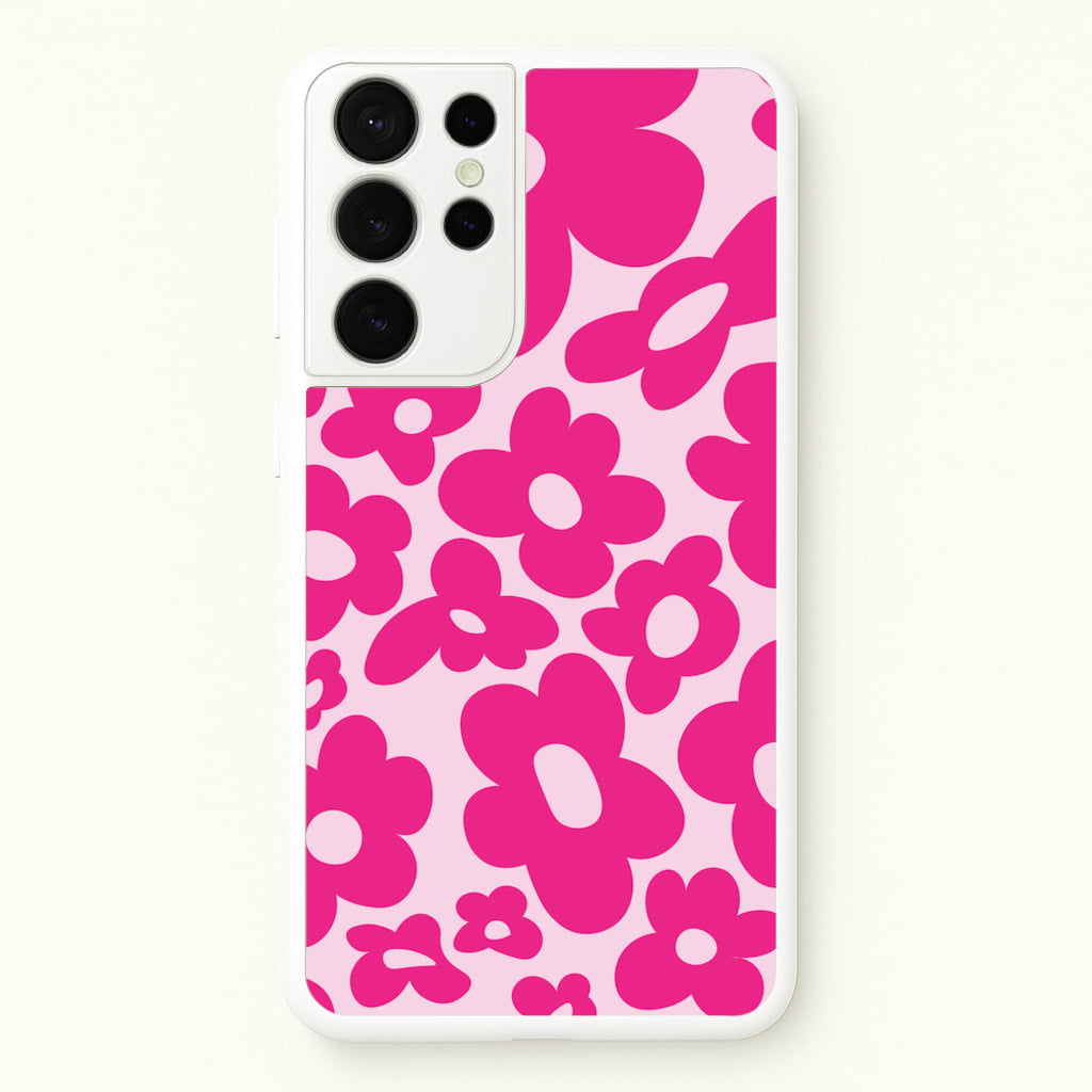 Pink Flowers - Trippy Patterns - Trippy Patterns Phone Case for Galaxy S21 Ultra