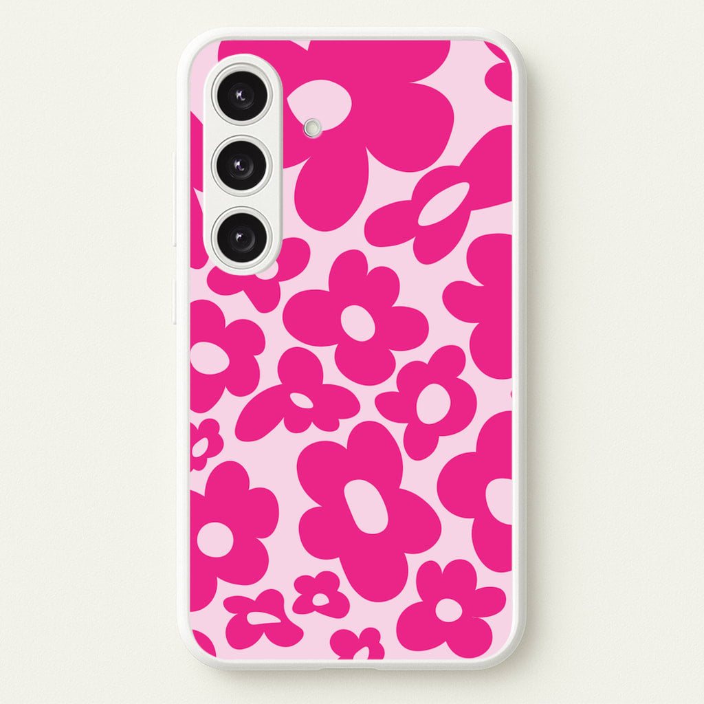 Pink Flowers - Trippy Patterns - Trippy Patterns Phone Case for Galaxy S24 Plus