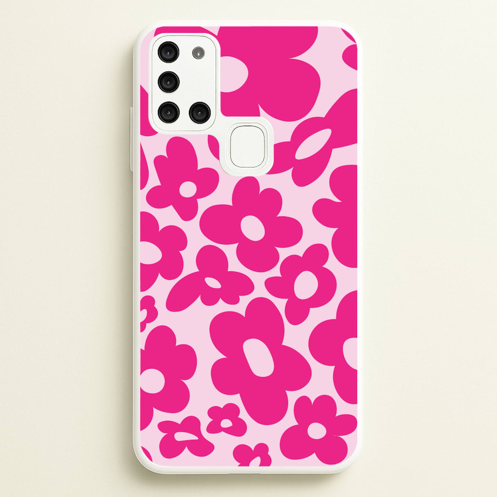Pink Flowers - Trippy Patterns - Trippy Patterns Phone Case for Galaxy A21s