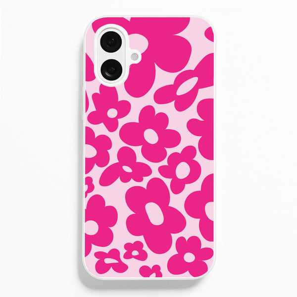 Pink Flowers - Trippy Patterns - Trippy Patterns Phone Case for iPhone 16 Plus