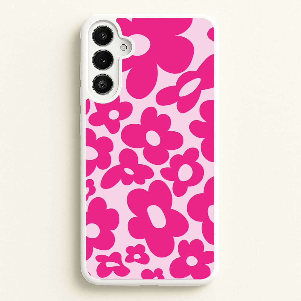 Pink Flowers - Trippy Patterns - Trippy Patterns Phone Case for Galaxy A34