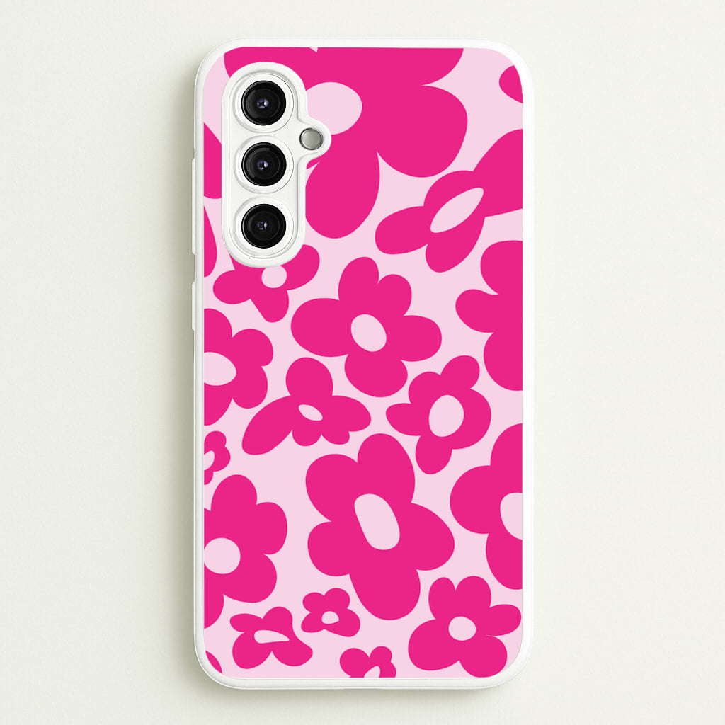Pink Flowers - Trippy Patterns - Trippy Patterns Phone Case for Galaxy A14