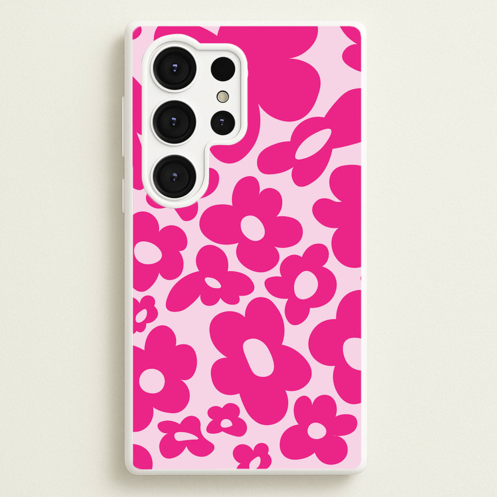 Pink Flowers - Trippy Patterns - Trippy Patterns Phone Case for Galaxy S25 Ultra