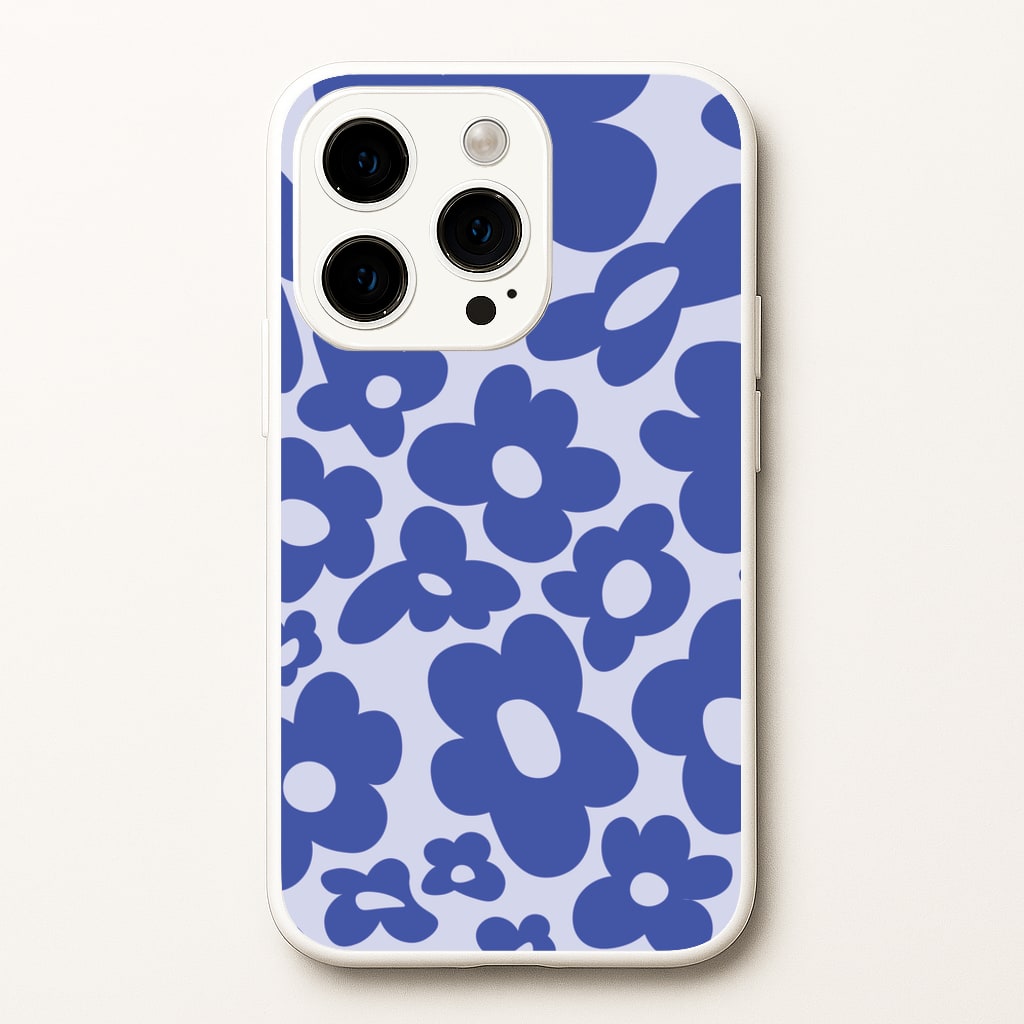 Blue Flowers - Trippy Patterns - Trippy Patterns Phone Case for iPhone 15 Pro Max
