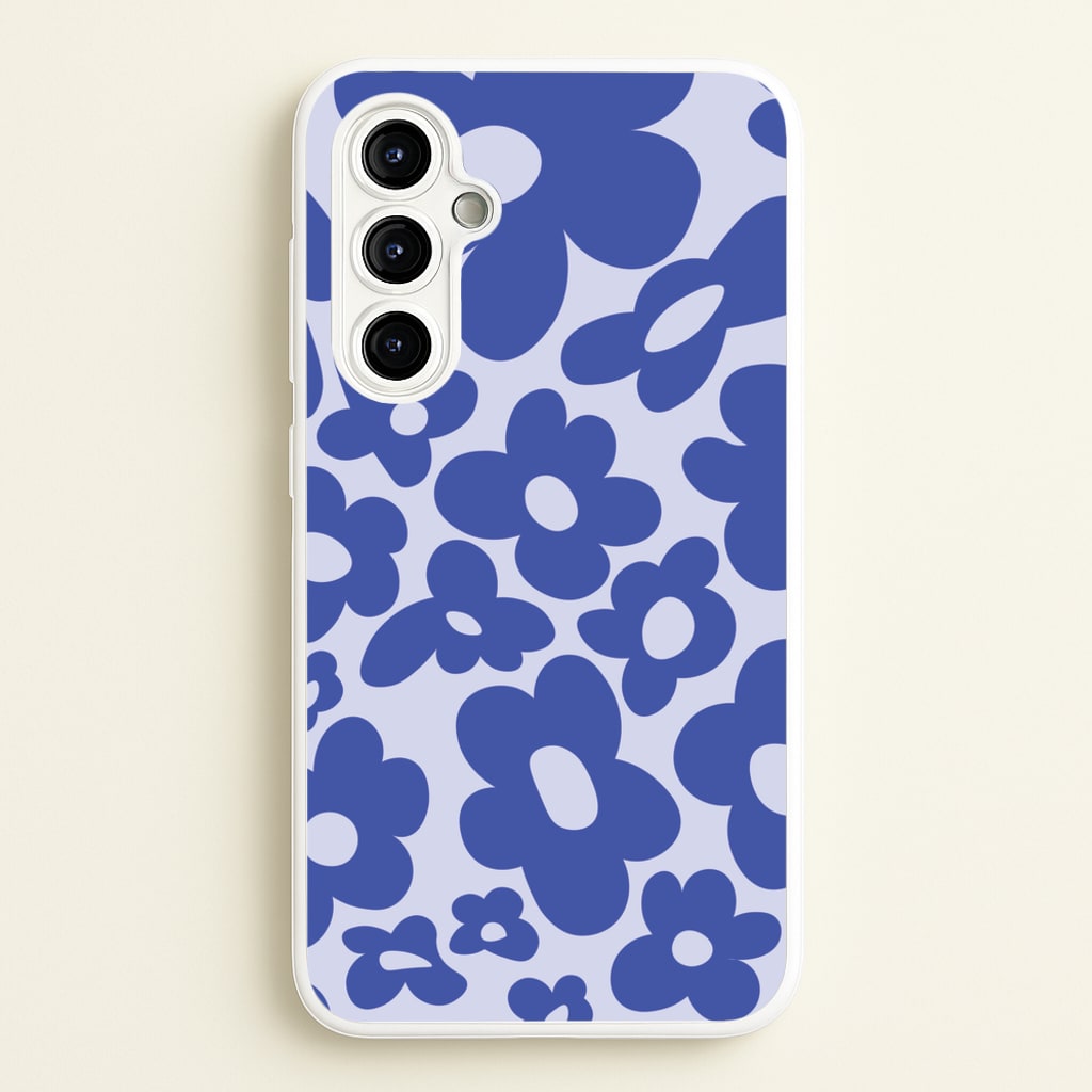 Blue Flowers - Trippy Patterns - Trippy Patterns Phone Case for Galaxy A54