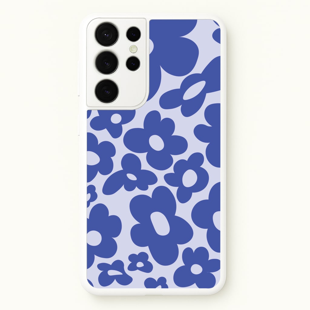 Blue Flowers - Trippy Patterns - Trippy Patterns Phone Case for Galaxy S21 Ultra