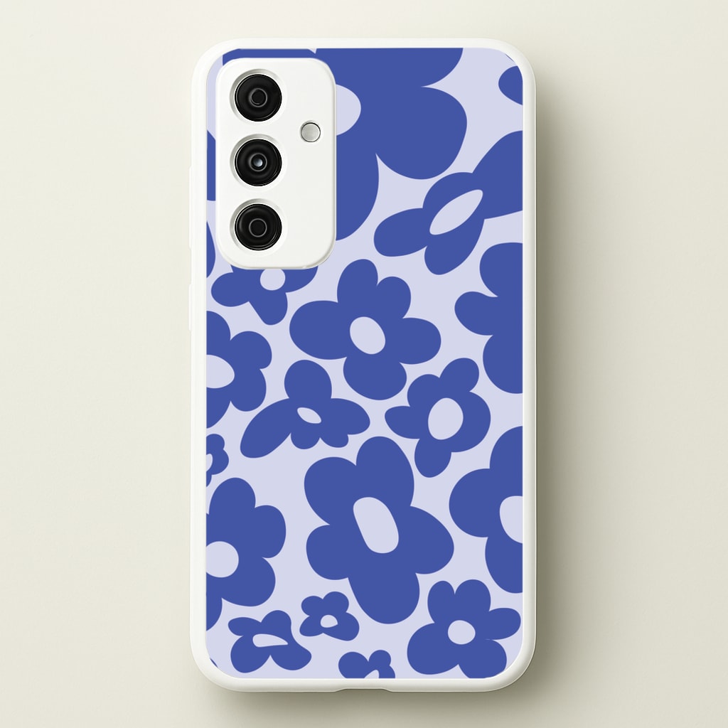 Blue Flowers - Trippy Patterns - Trippy Patterns Phone Case for Galaxy A35