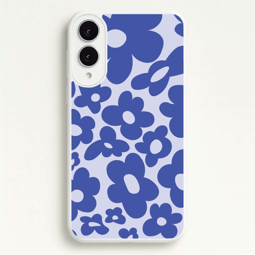 Blue Flowers - Trippy Patterns - Trippy Patterns Phone Case for Galaxy S25 Edge