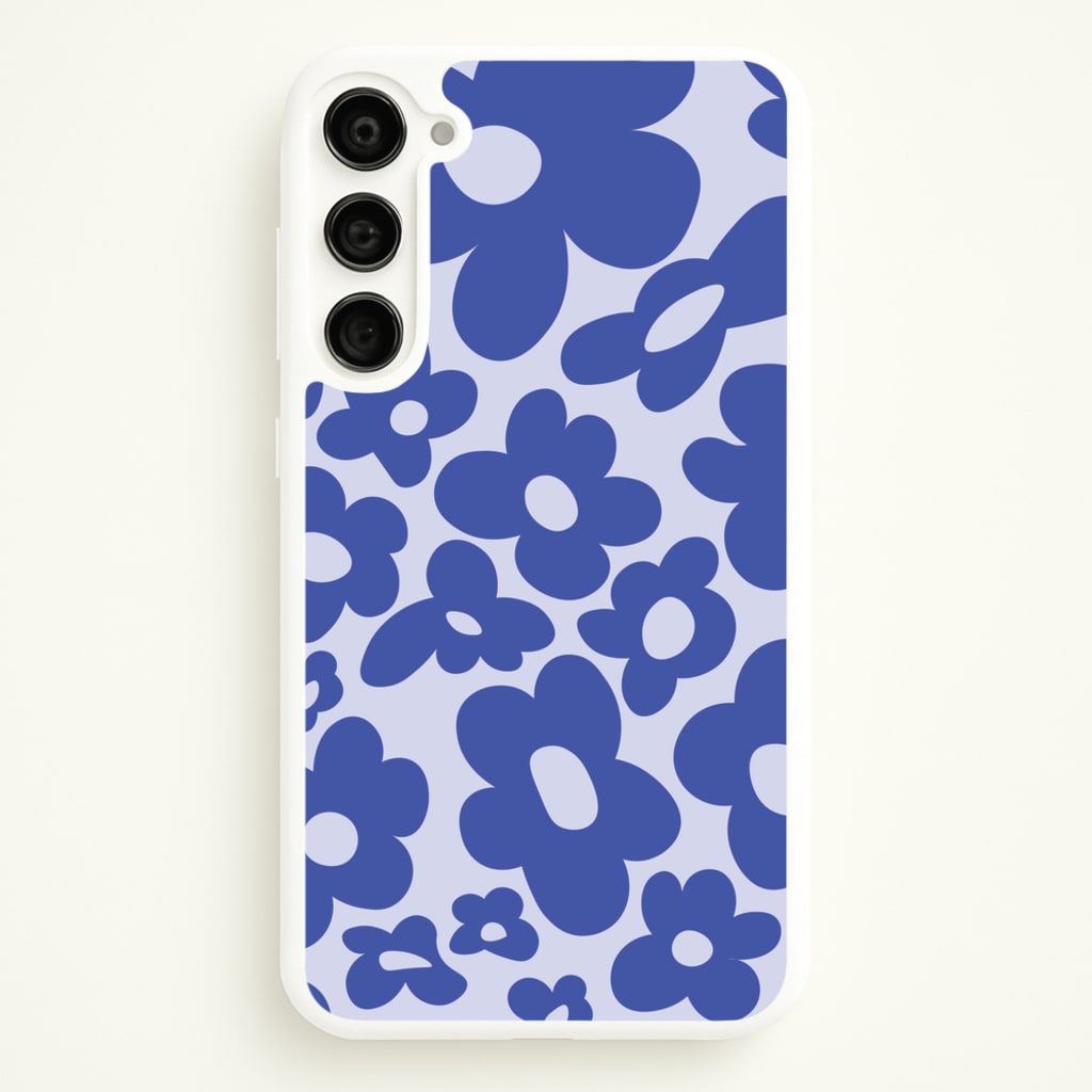 Blue Flowers - Trippy Patterns - Trippy Patterns Phone Case for Galaxy S23 Plus